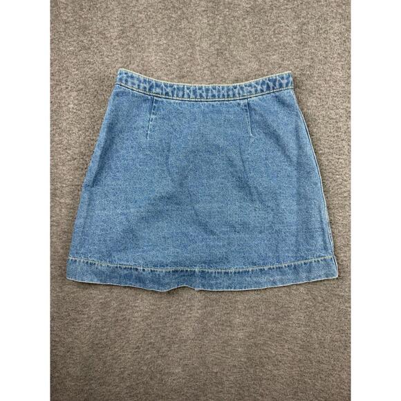 American Apparel Denim Button-Front Mini Skirt Size Small - Picture 2 of 6